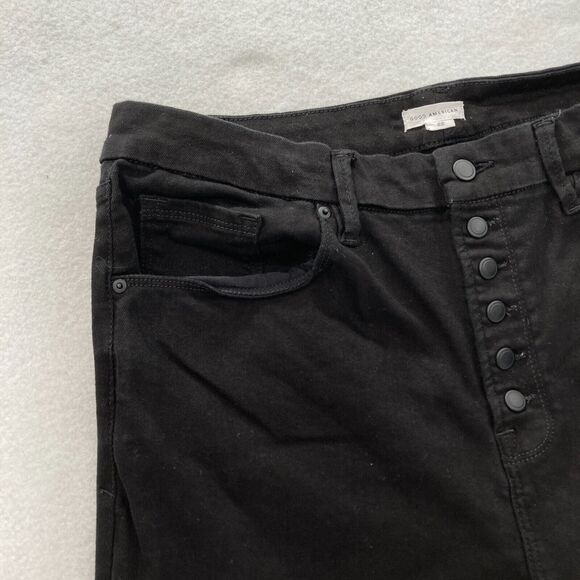 Good American Jeans Women's‎ Plus 22 Flared Leg Black Stretch Denim Button Fly - Picture 3 of 11